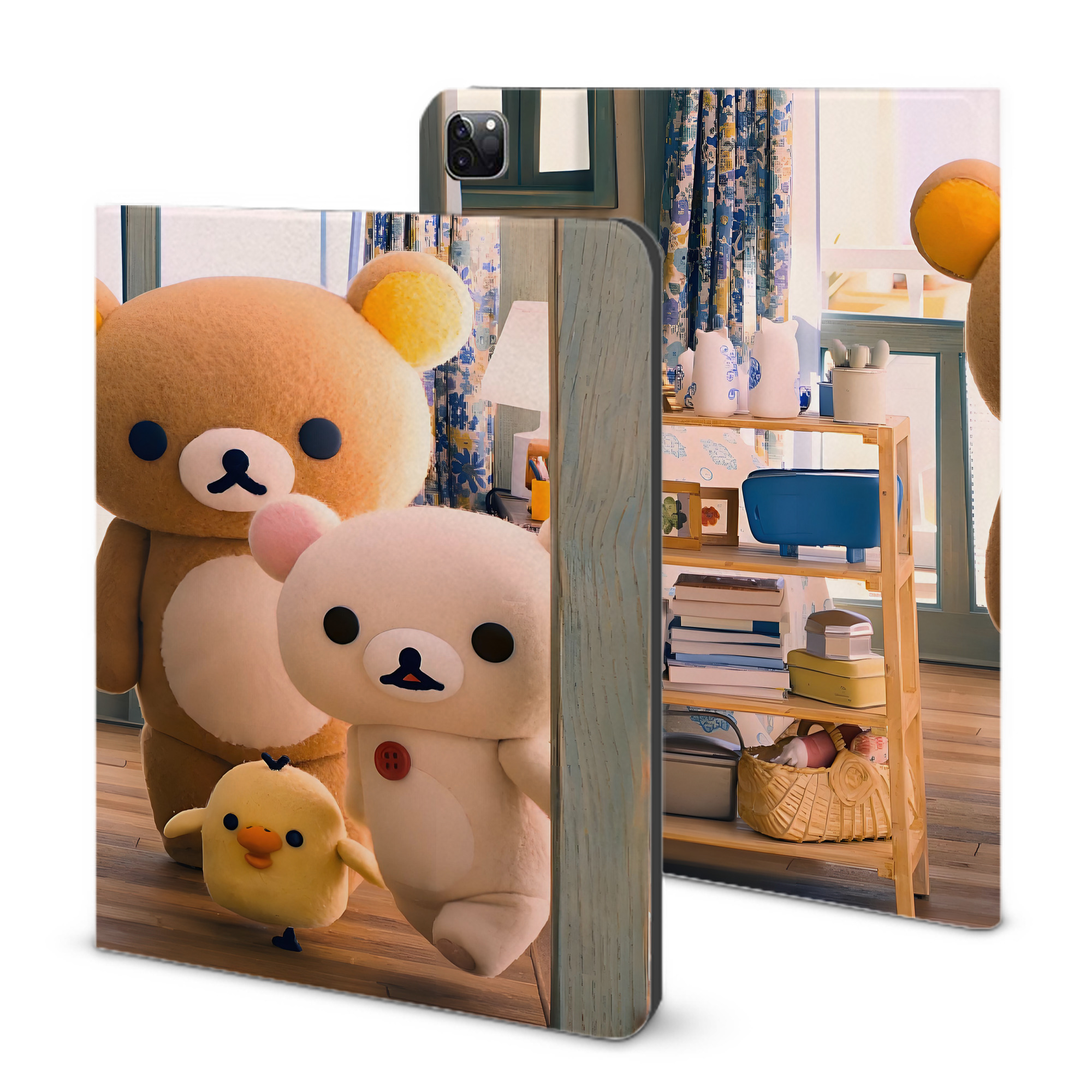 （画像用） リラックマ リラックマ キイロイトリ Rilakkuma Korilakkuma Kiiroitori IPad ケース ブック型 PUレザー TPU 耐衝撃 軽量 薄型 ペン収納なし 全面保護 IPad 各モデル対応